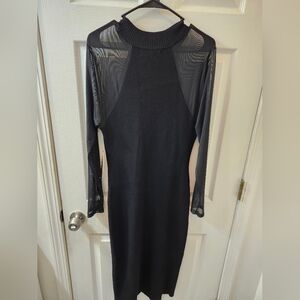 Elegant Black Sheer Sleeve Dress